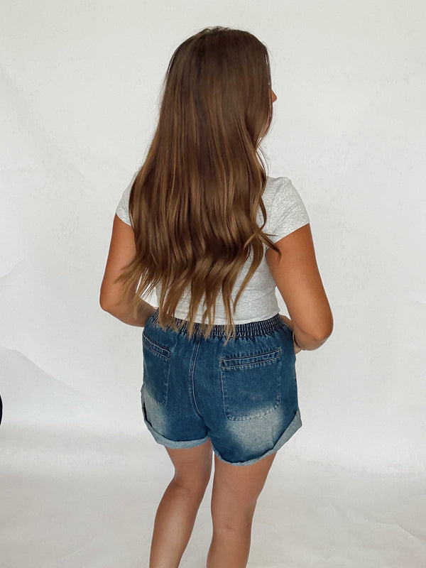 Dark Denim Cuffed Short