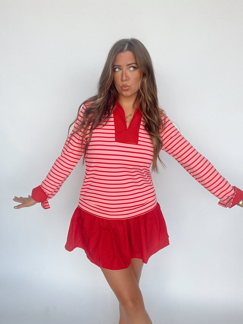 Pink/Red Striped Dress