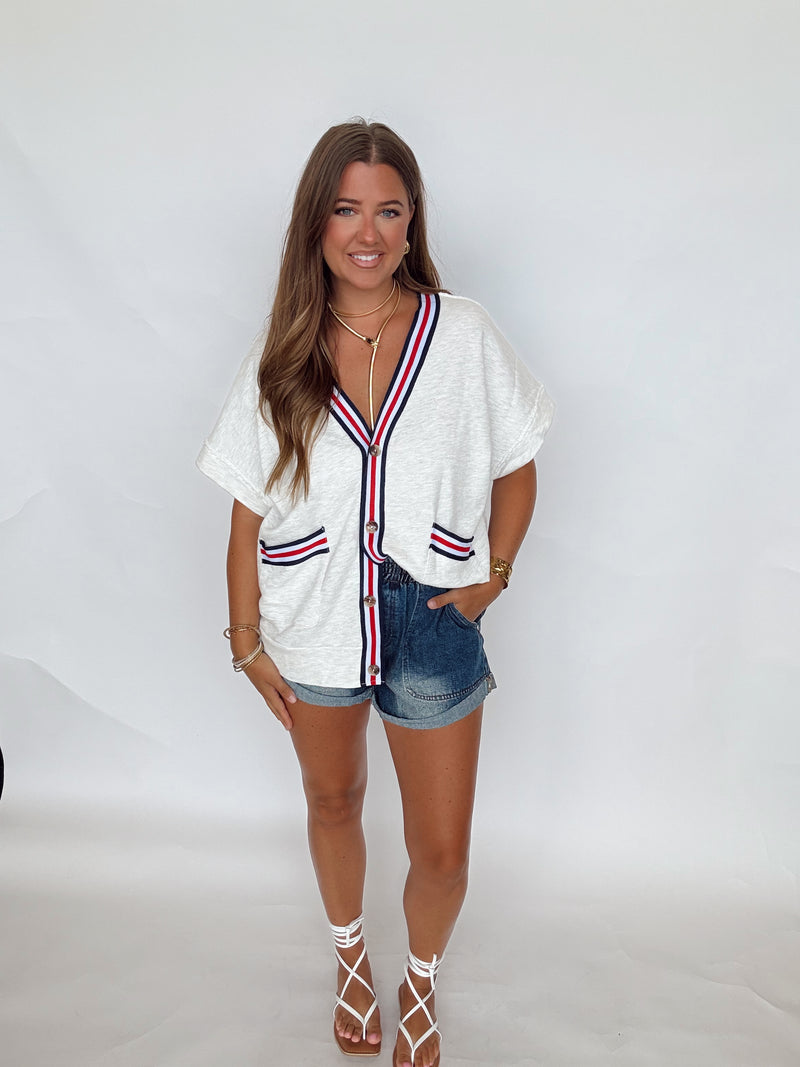 Varsity Striped Short Sleeve Top