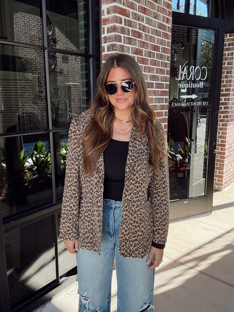 Cheetah Denim Blazer