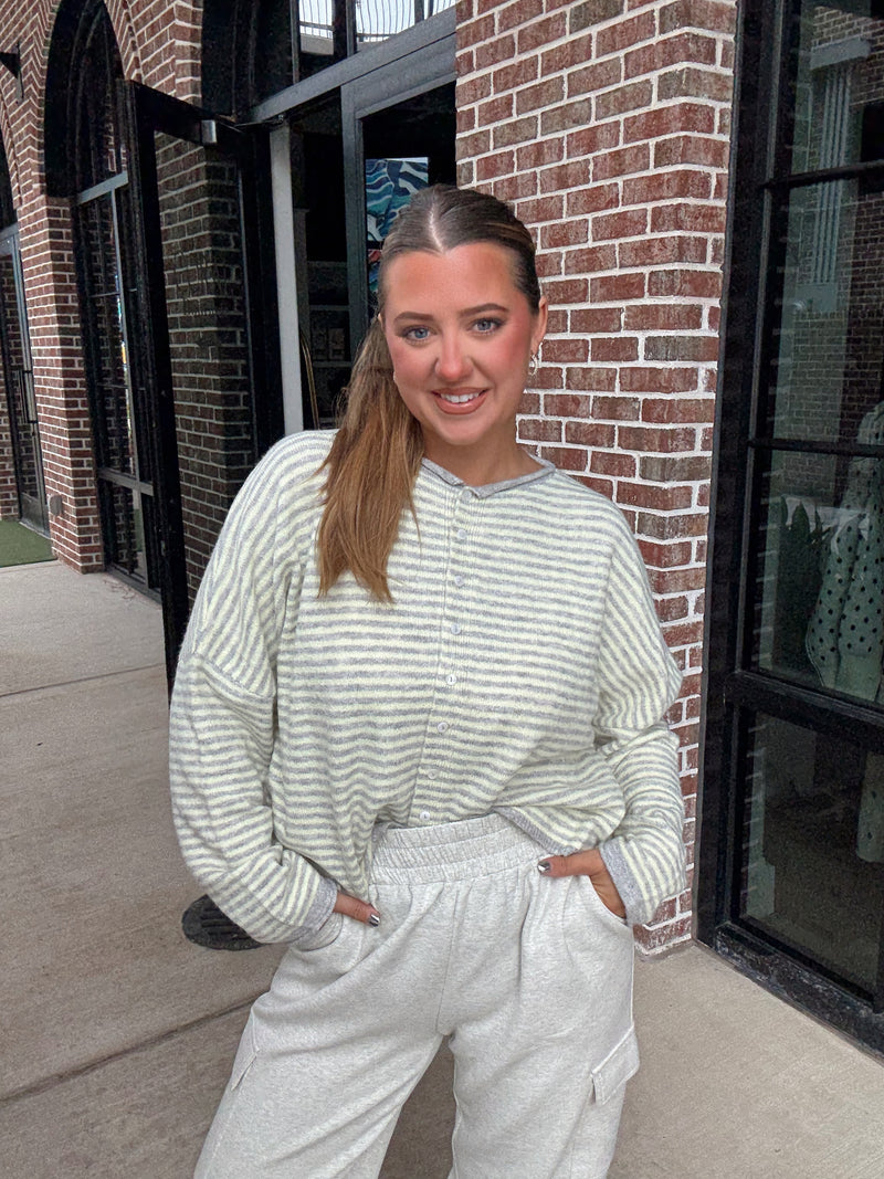 Callie Striped Cardigan | Muted Yellow