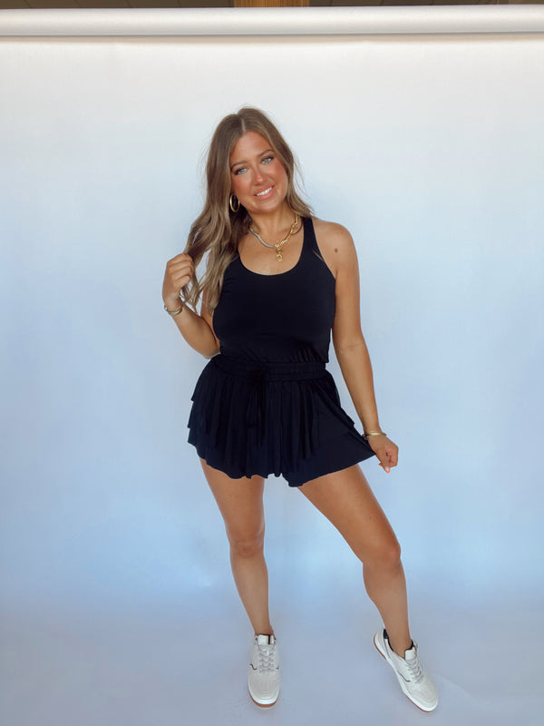 The Rebecca Active Romper Dress | BLACK