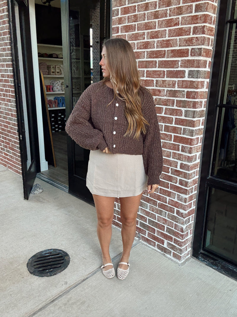 Chestnut Fuzzy Cardigan