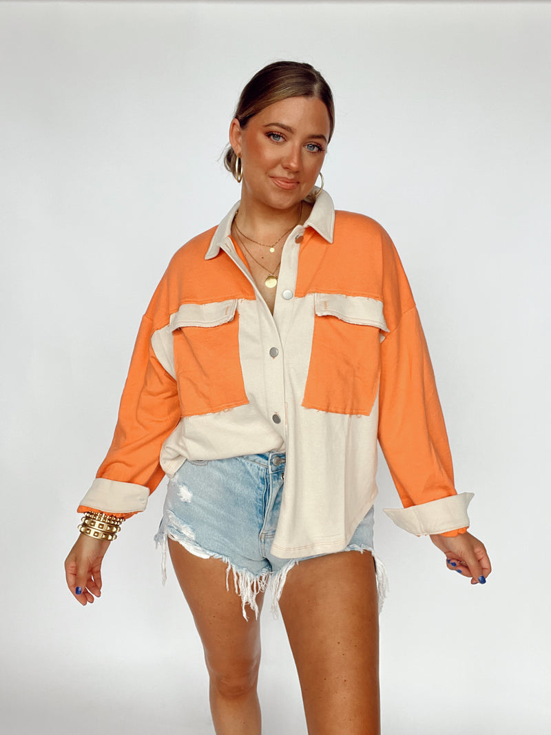 Orange Contrast Button Up