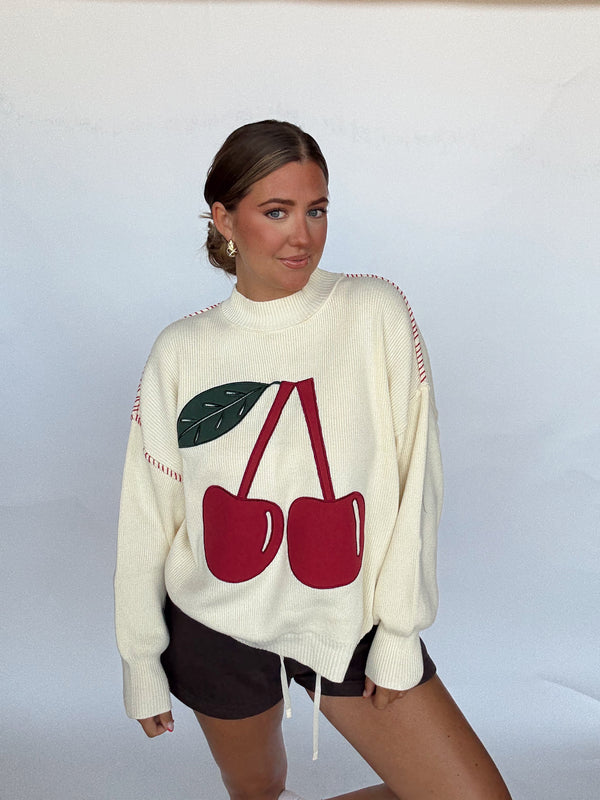 Cream Cherry Sweater