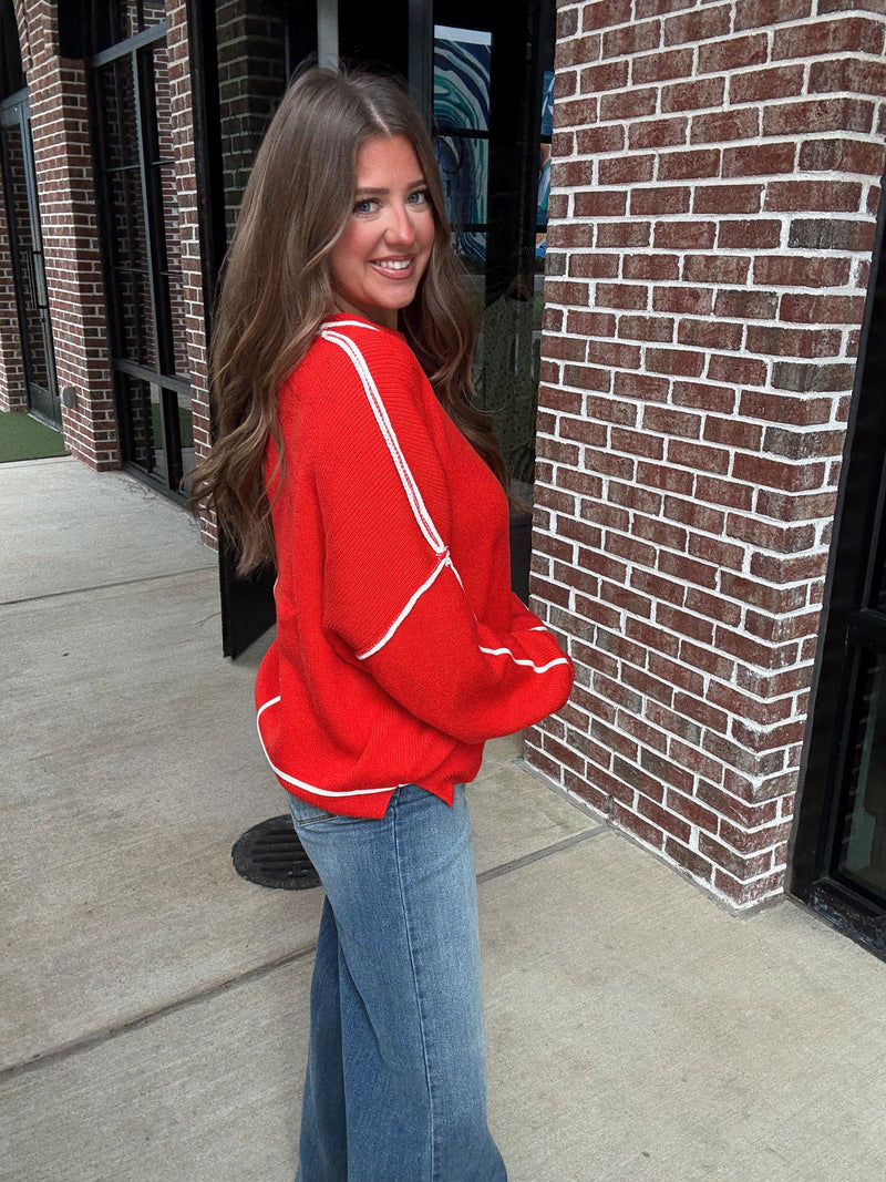 Red Piping Sweater