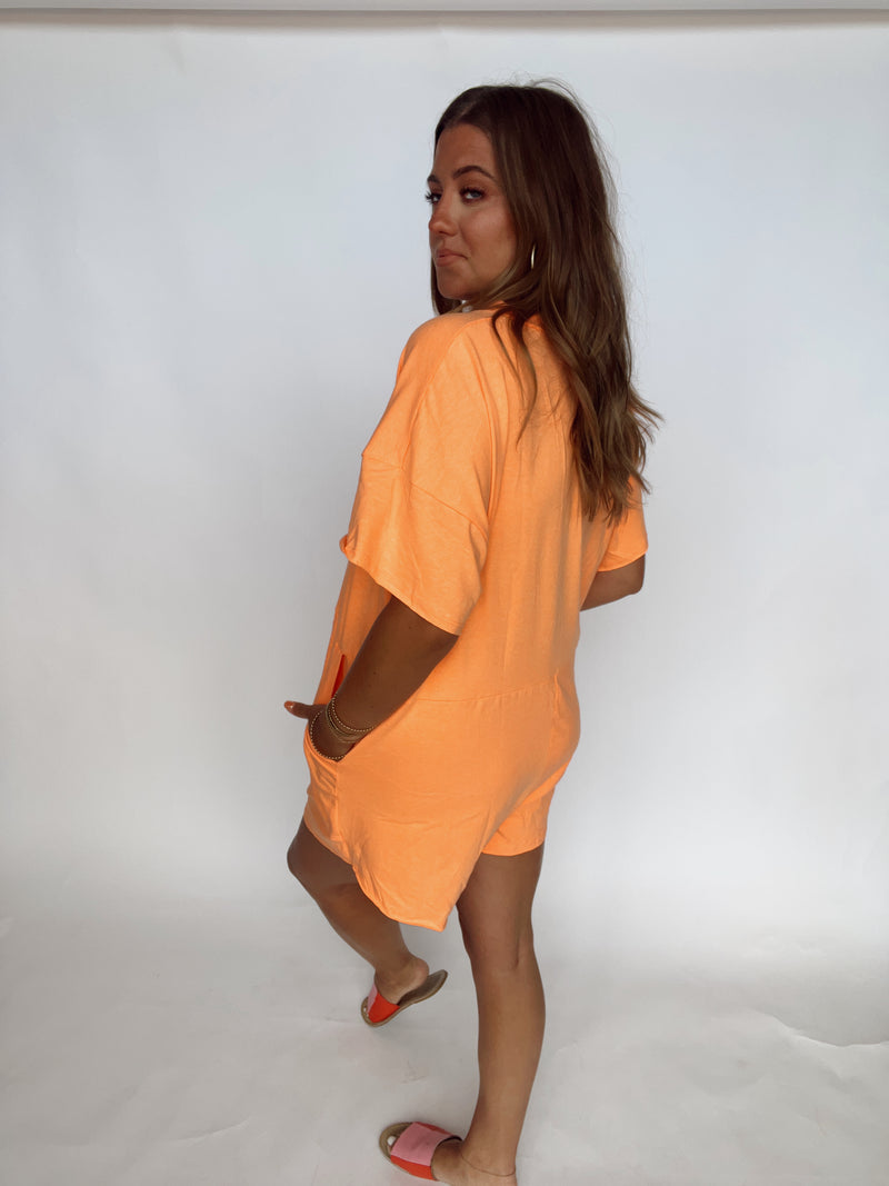 Neon Orange T Shirt Romper