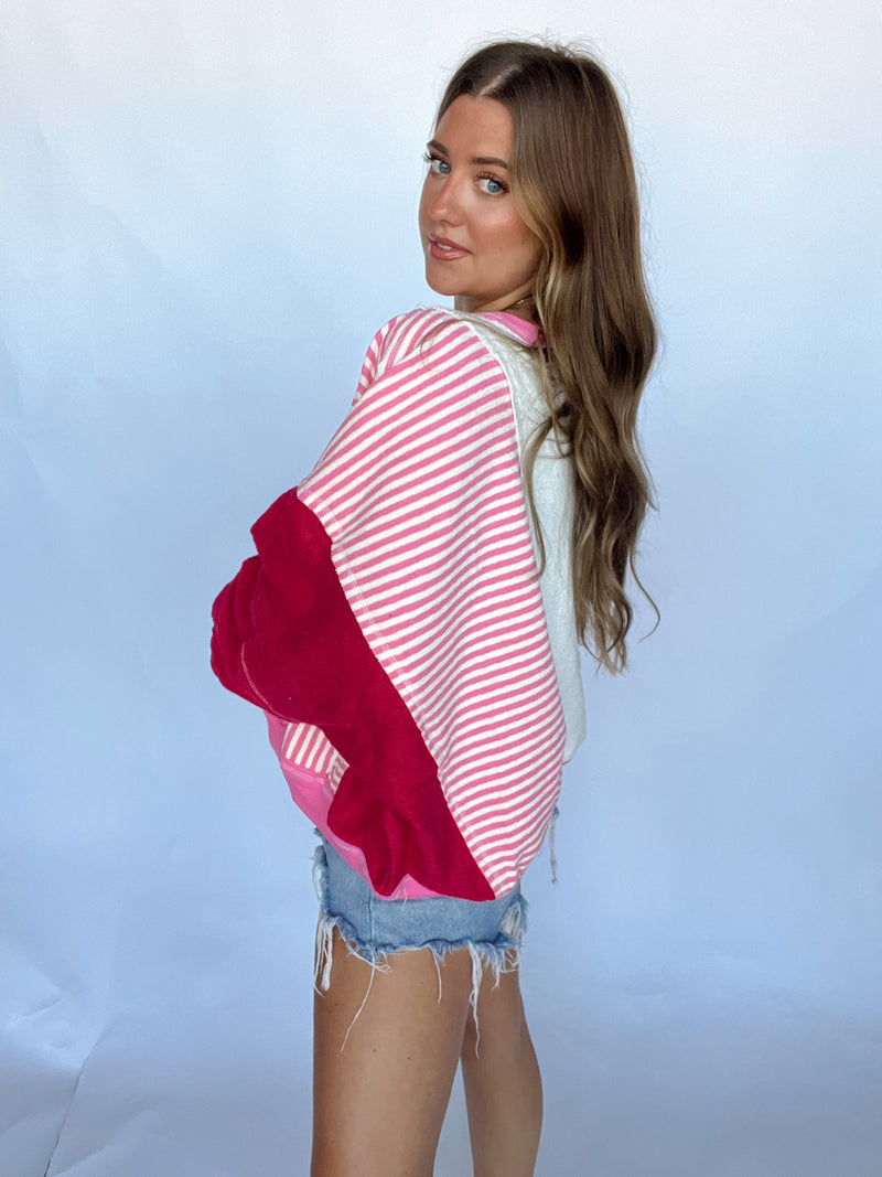 Pink Barbie Striped Sweatshirt