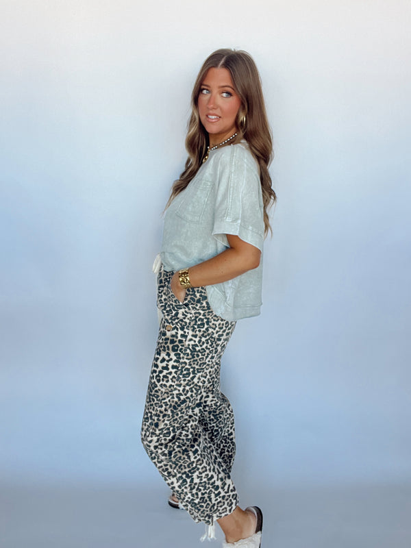 Denim Leopard Jogger Pant