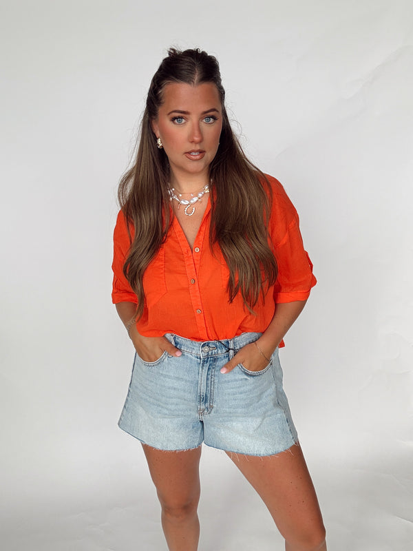 Red Linen Lightweight Top