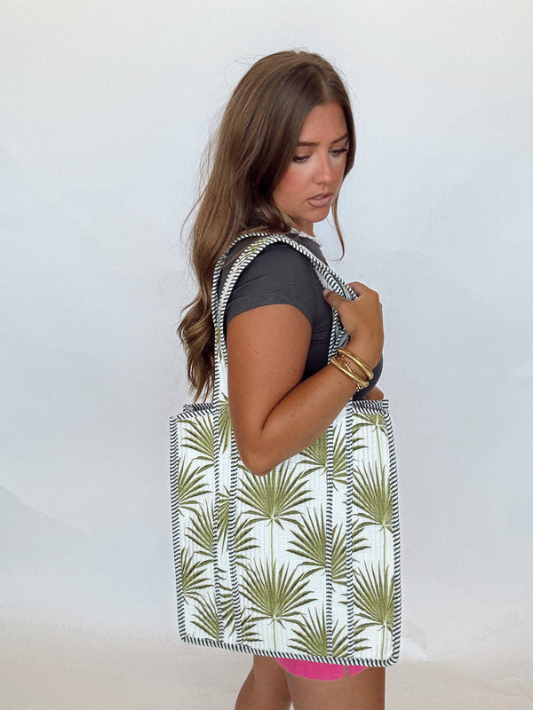 Palm Quilted Tote