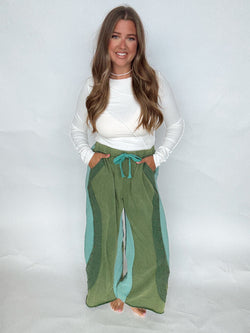Green Colorblock Pant