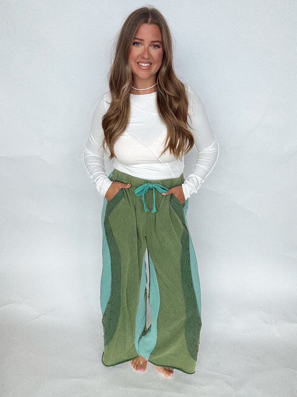 Green Colorblock Pant