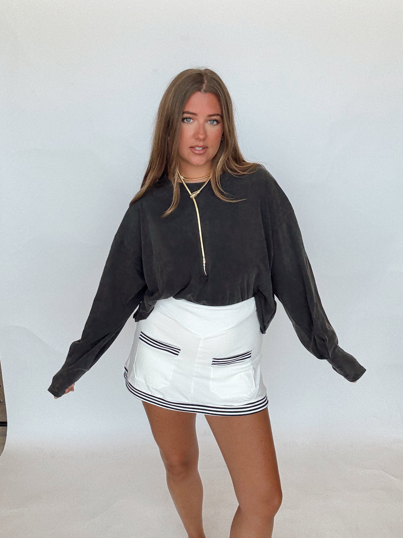 Striped White Skort