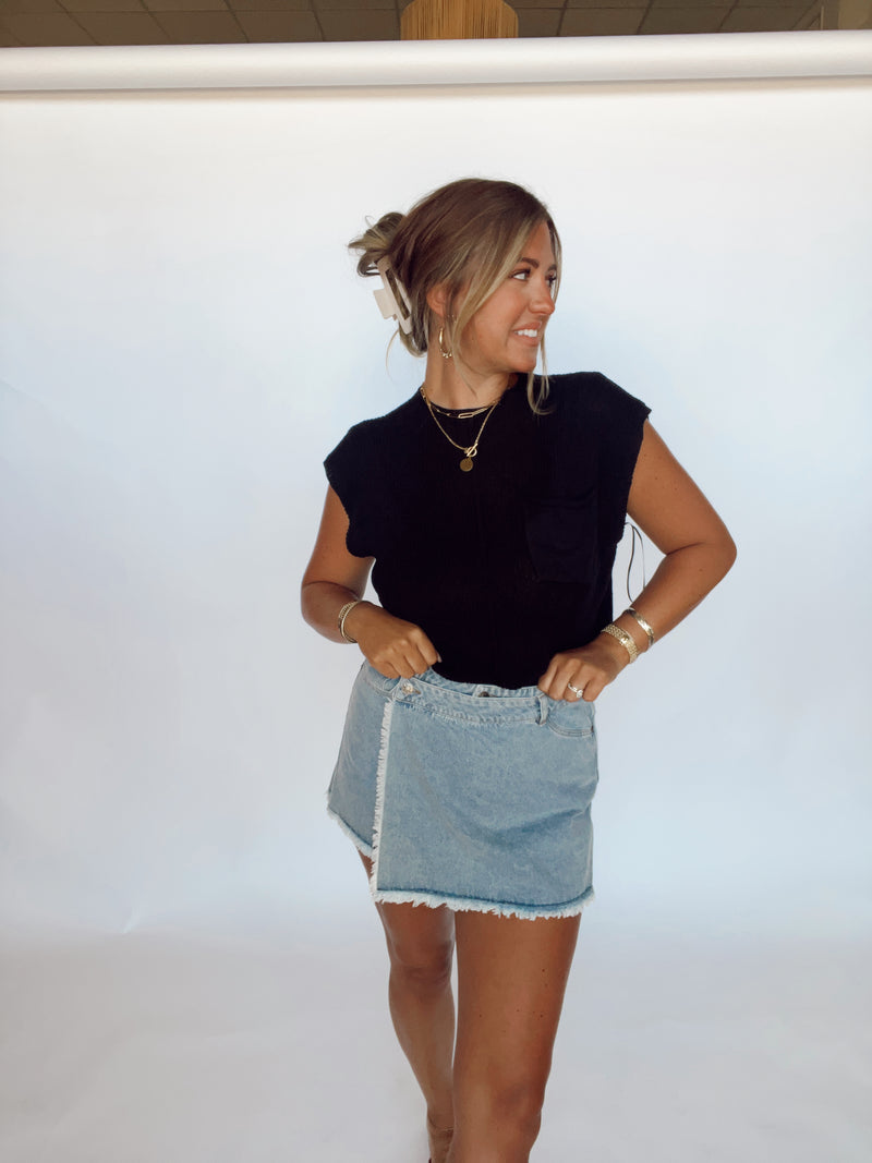 Overlap Denim Skort