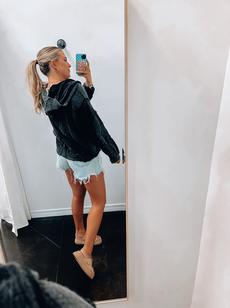 Black Hooded Top