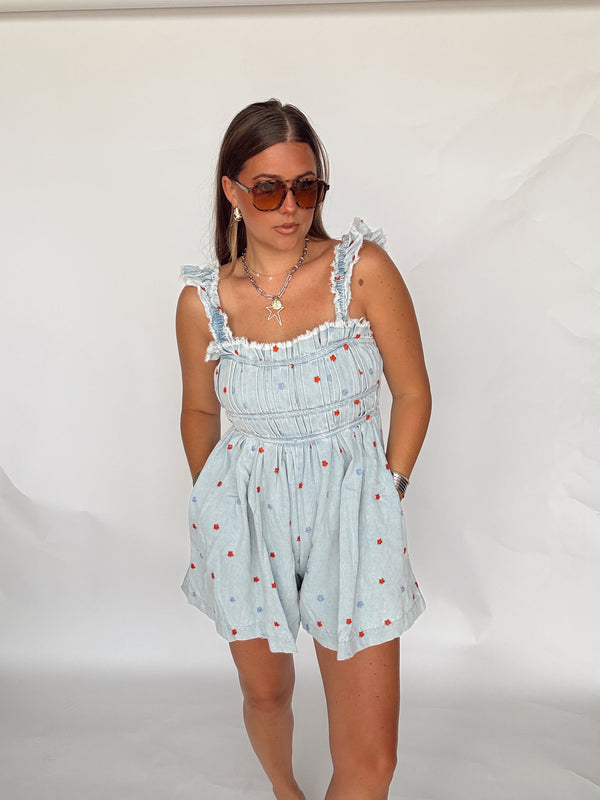 Light Denim Star Romper