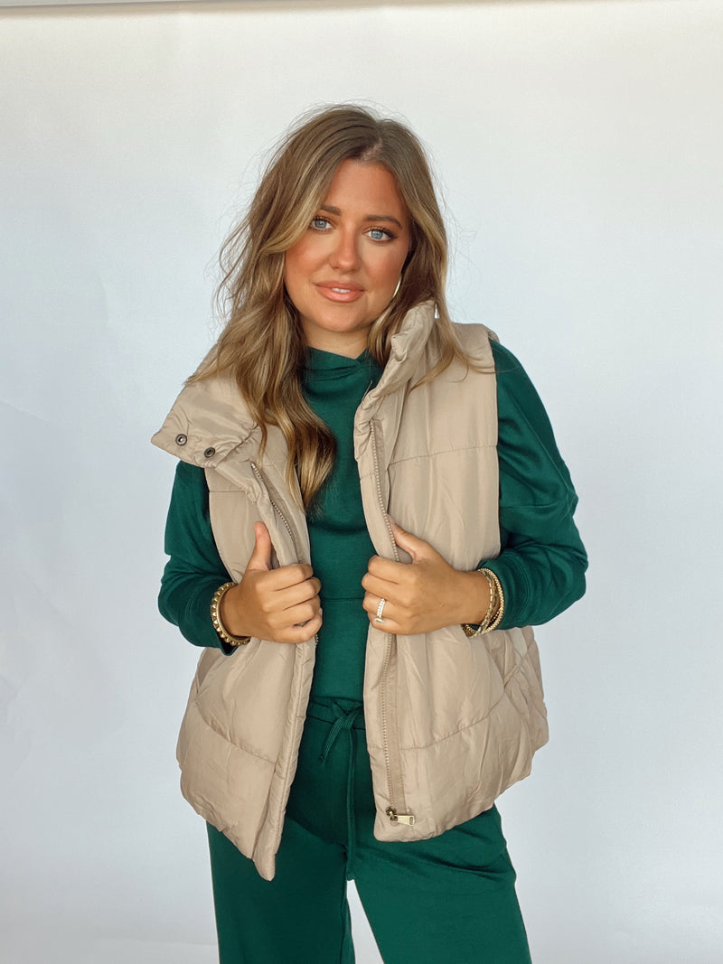 Taupe Puffer Vest