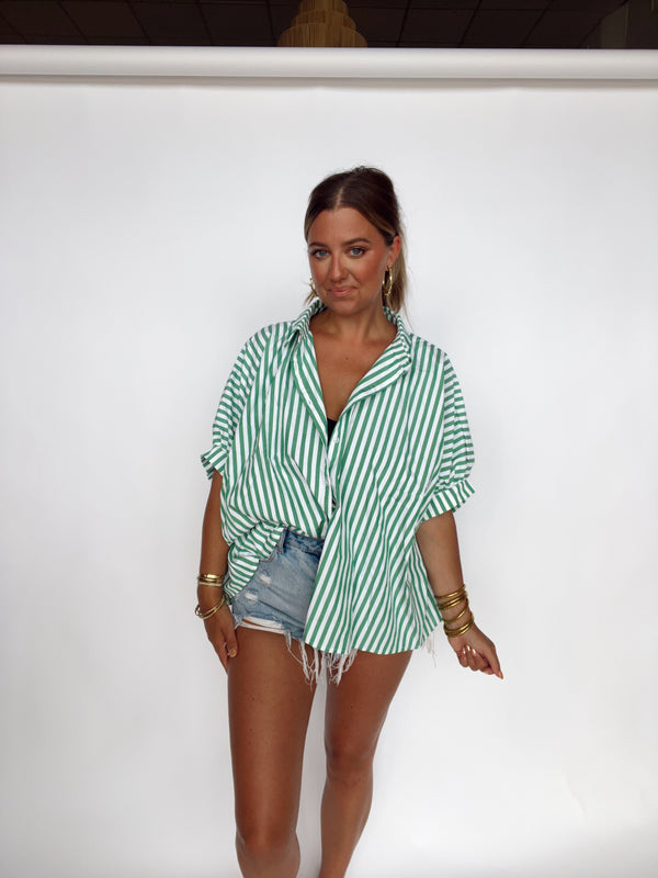 Oversized Button Up | GREEN