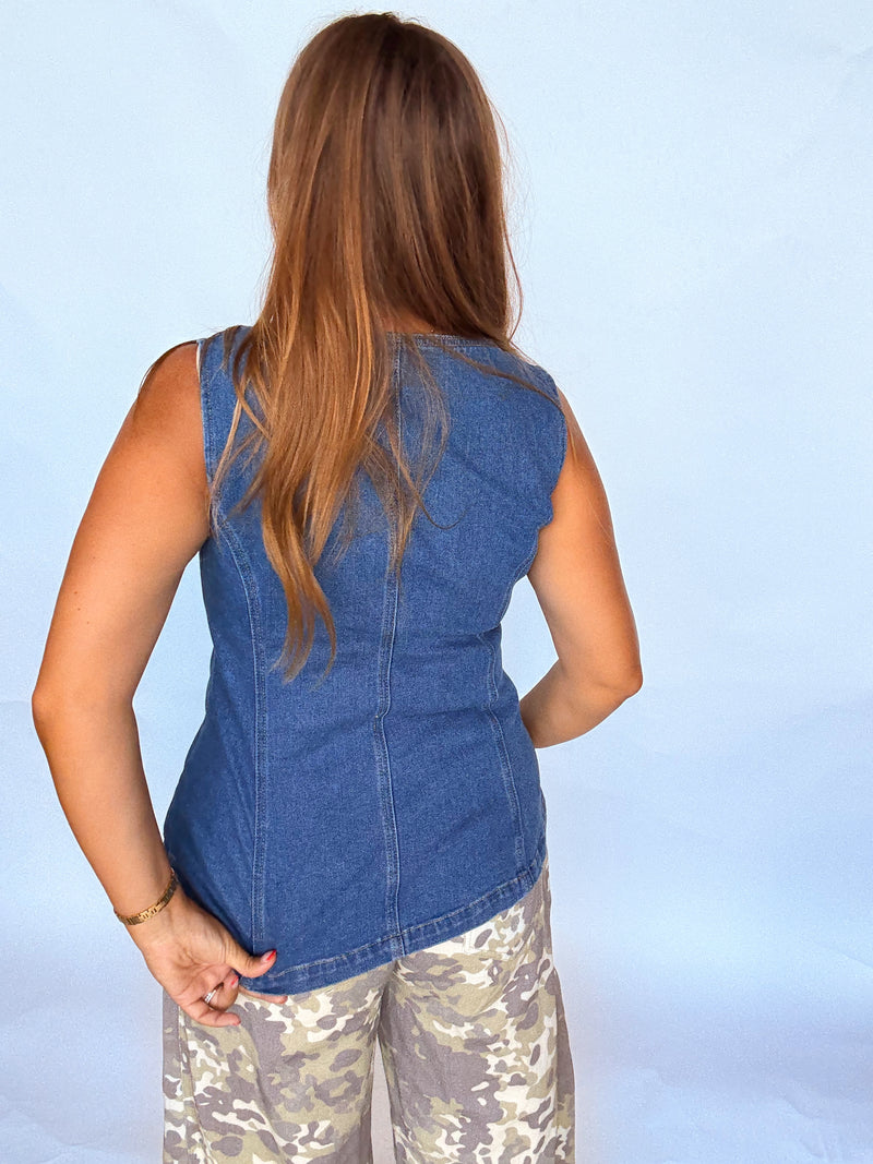 Denim Buttoned Vest