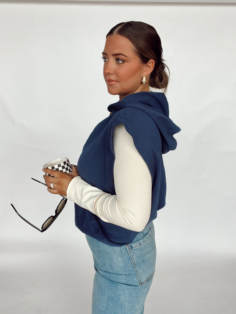 Hooded Muscle Pullover | NAVY