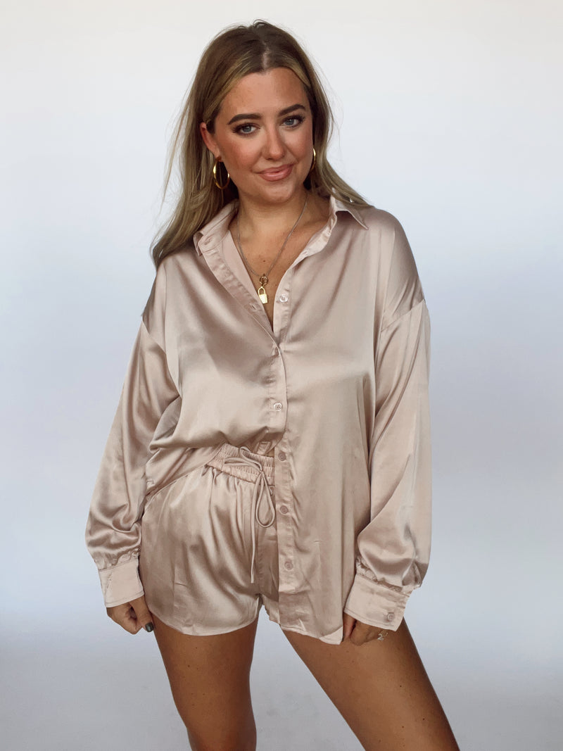 Taupe Satin Set