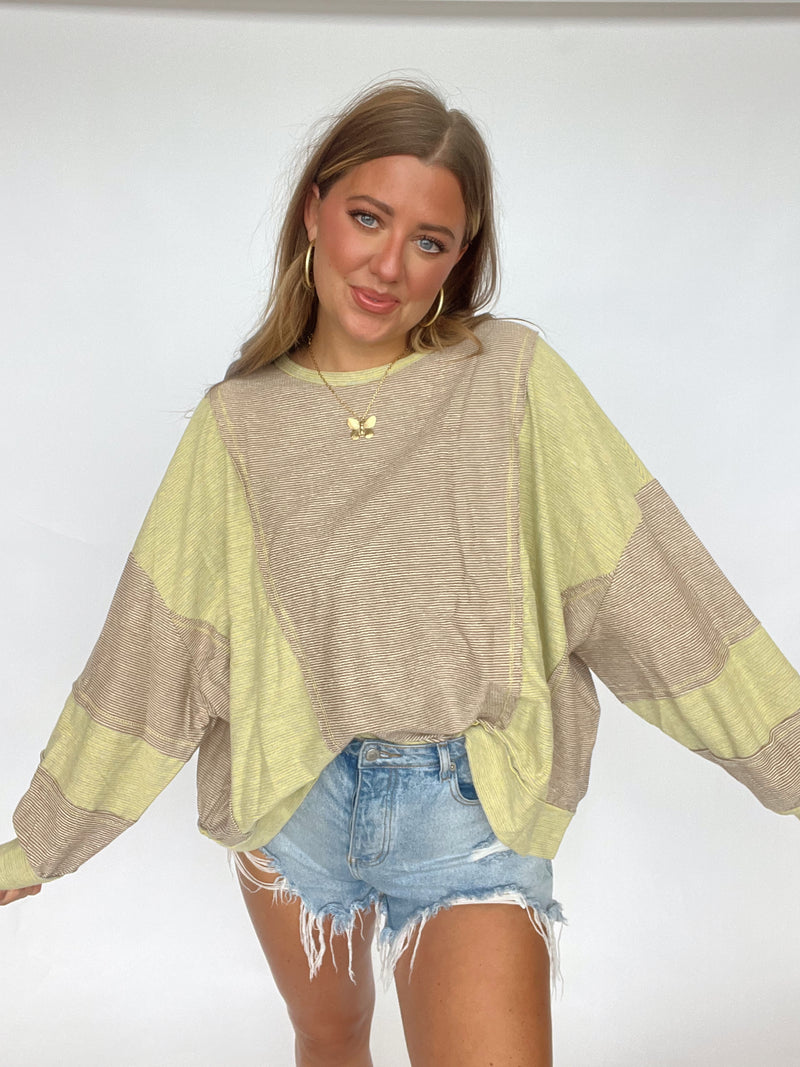 Mocha Lemon Striped Top