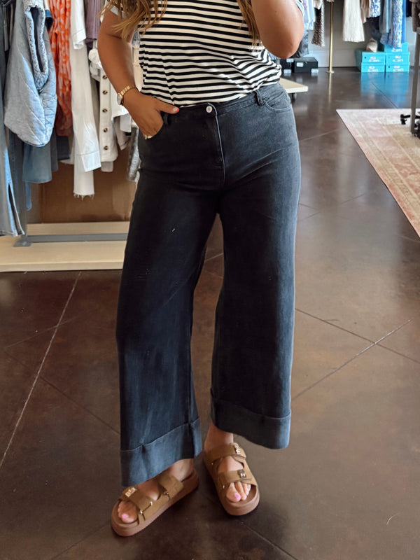Black Cuffed Denim