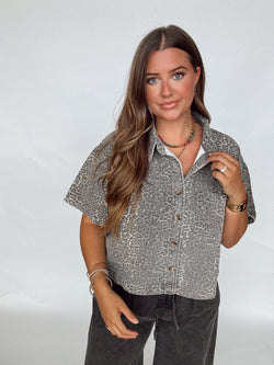 Leopard Boxy Button Up
