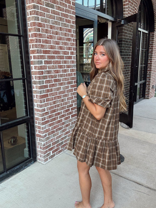 Brown Plaid Dress