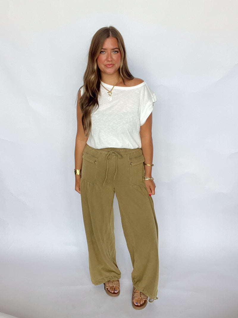 Olive Pleated Pant