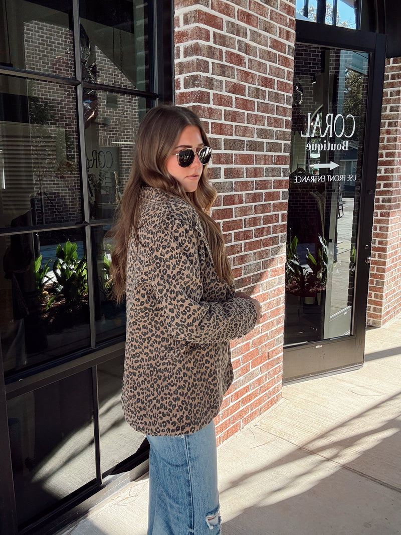 Cheetah Denim Blazer