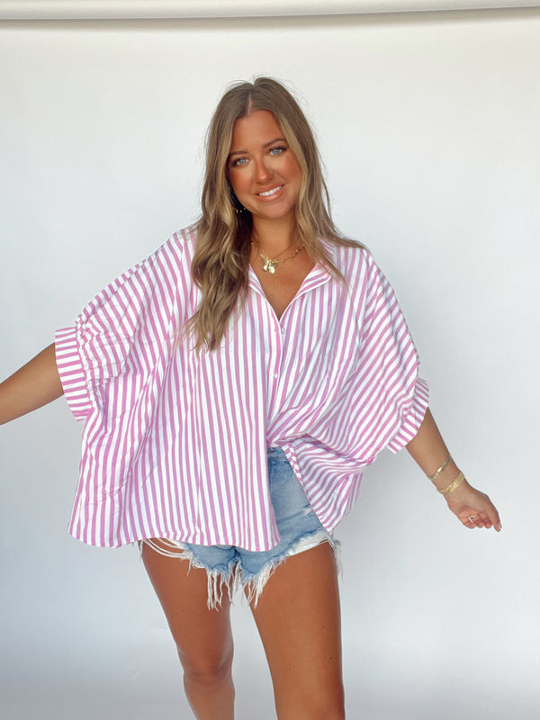 Oversized Button Up | PINK