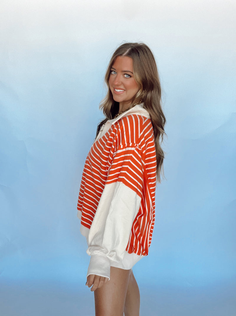 Orange Striped Sweatshirt