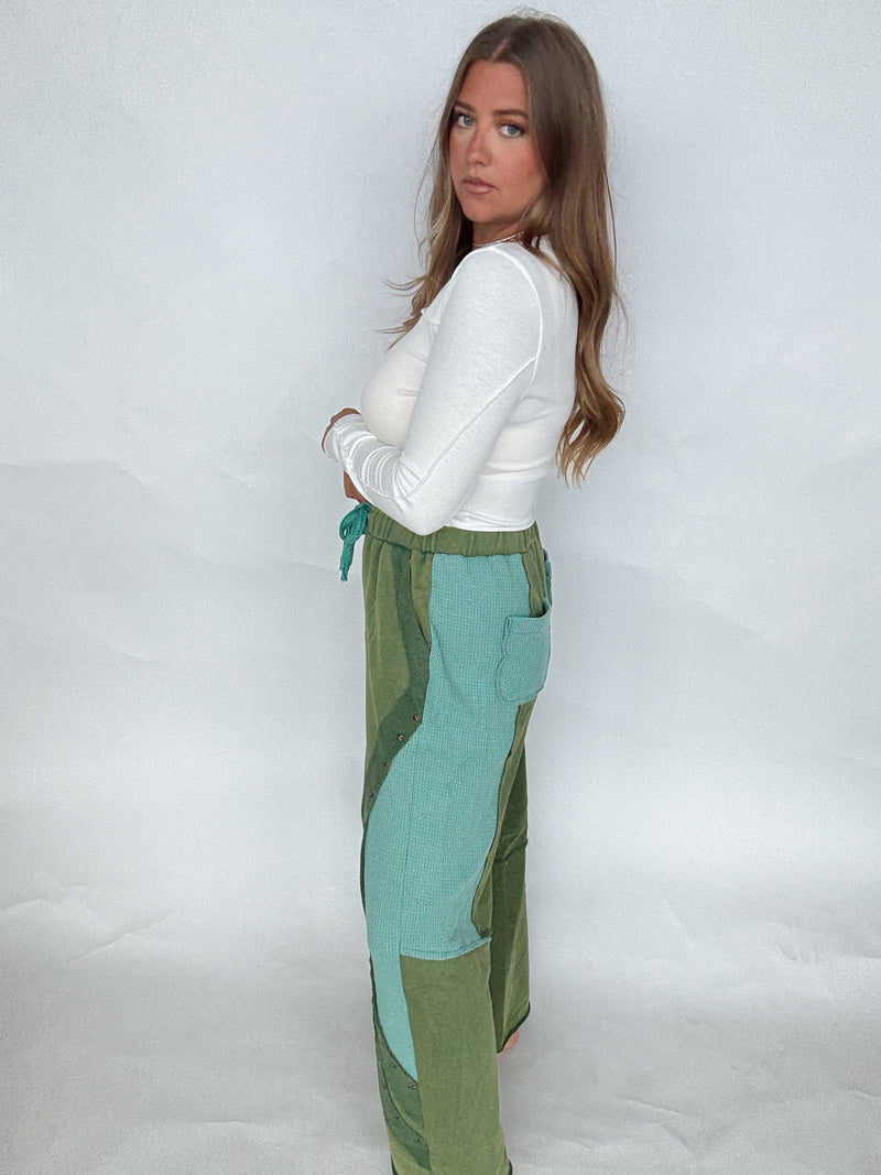 Green Colorblock Pant