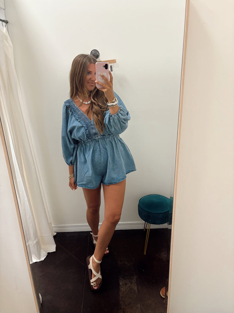 Denim Smocked Romper