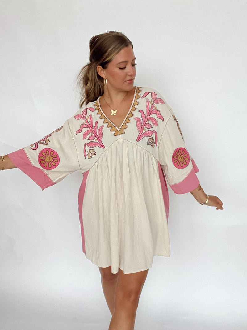 Embroidered Linen Dress