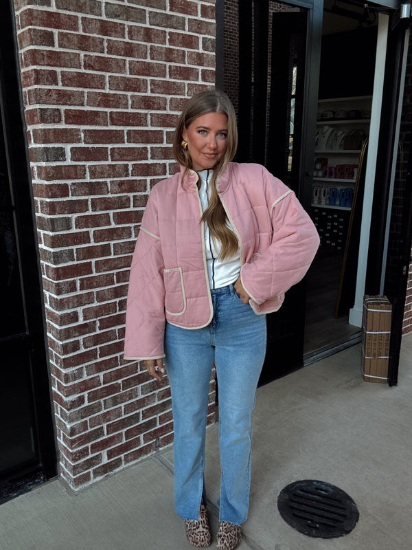 Pink Quilted Puffer Jacket
