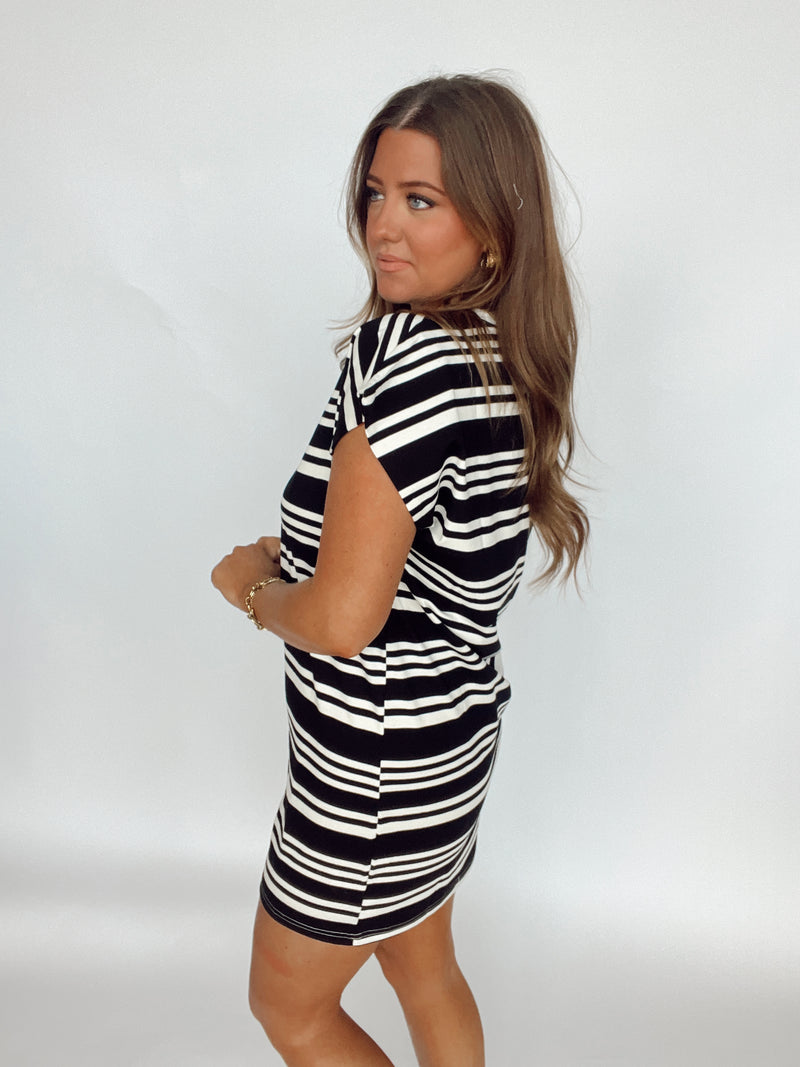 The Iris Striped Dress | BLACK