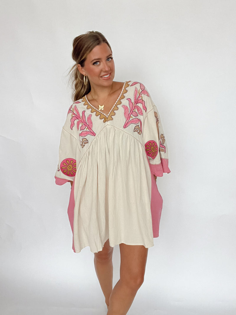 Embroidered Linen Dress