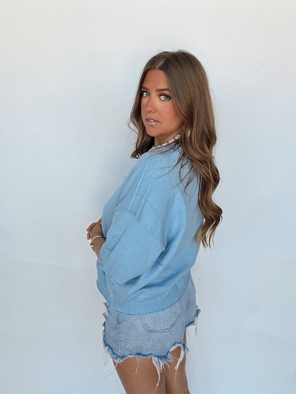 Blue Crew Neck Sweater