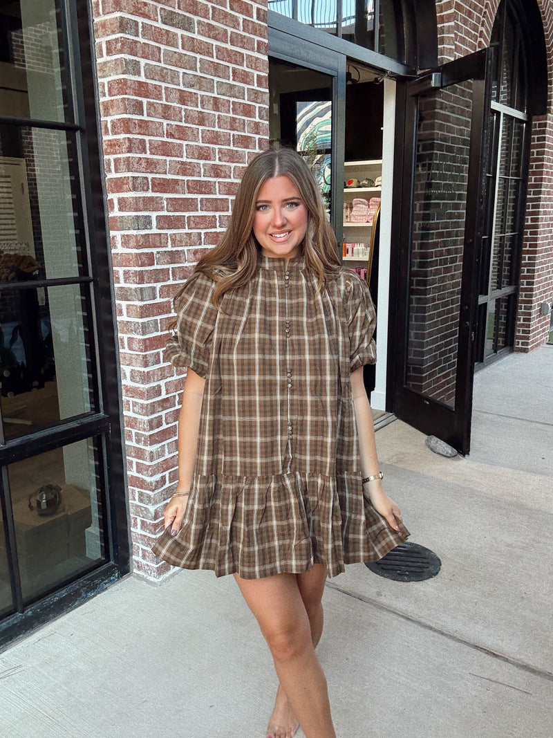 Brown Plaid Dress