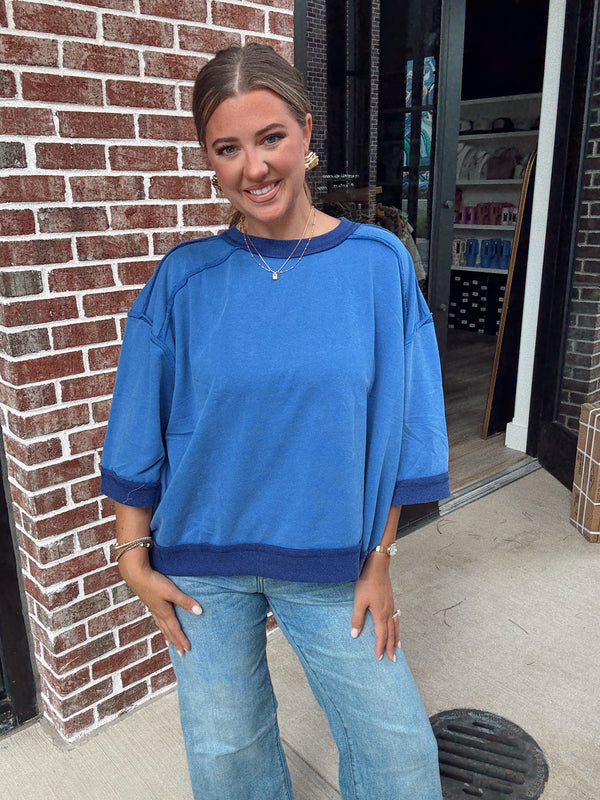 Connie Boxy Tee | BLUE
