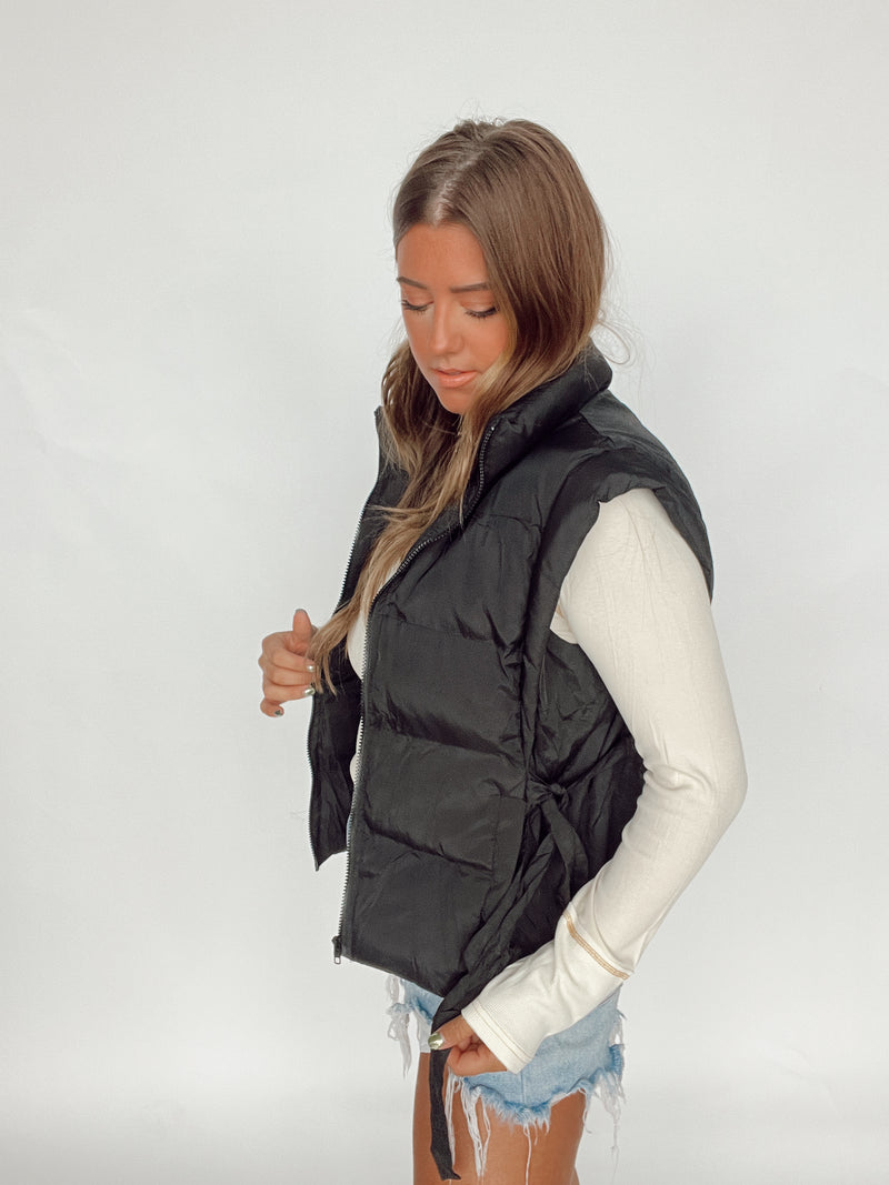 Black Bow Puffer Vest