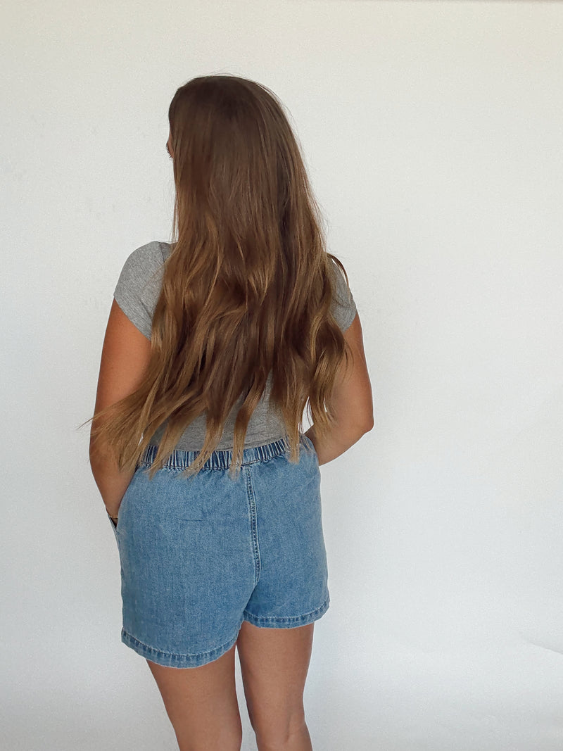 Denim Tie Shorts