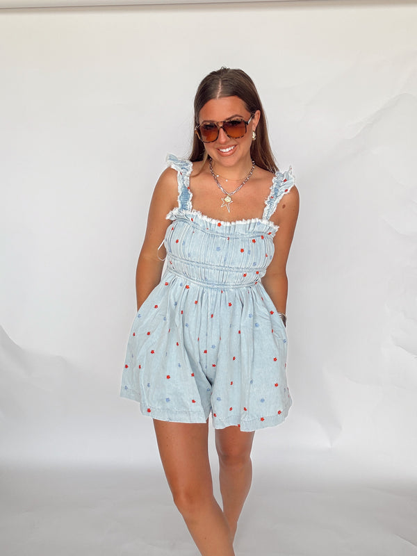 Light Denim Star Romper