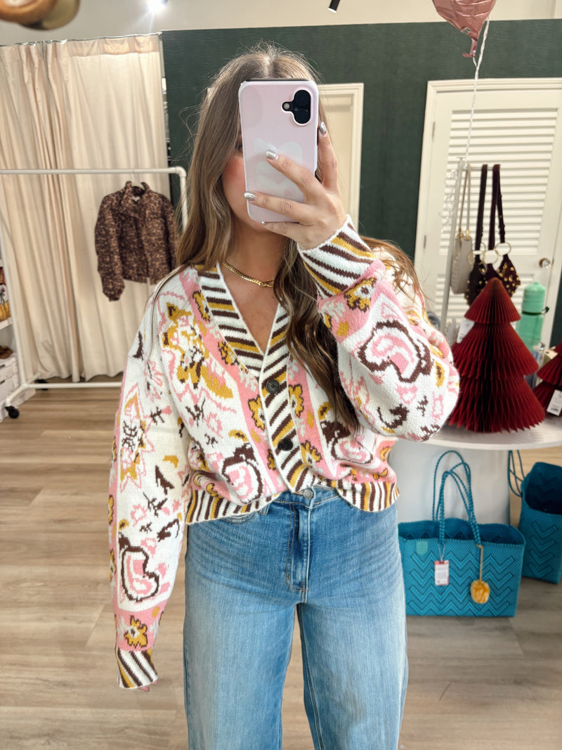 Floral Coral Cardigan