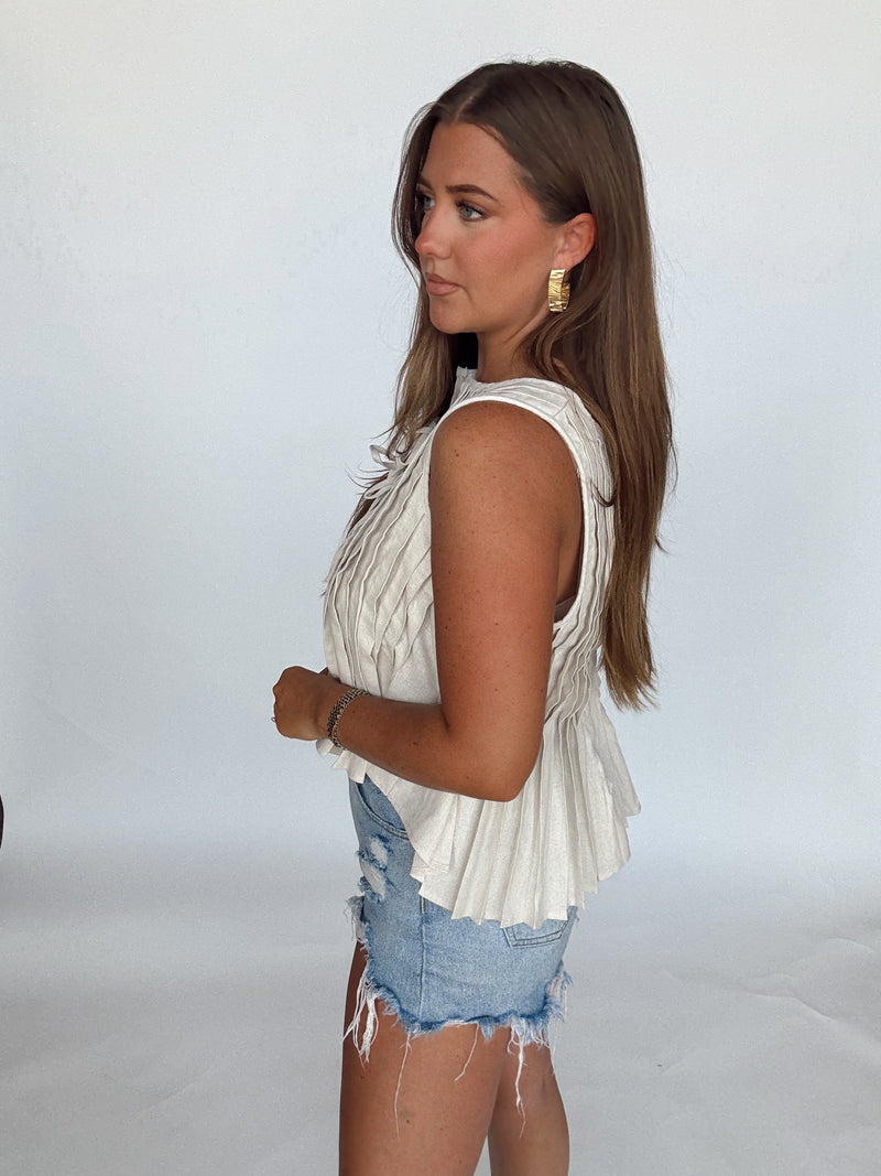 Oatmeal Pleated Tank