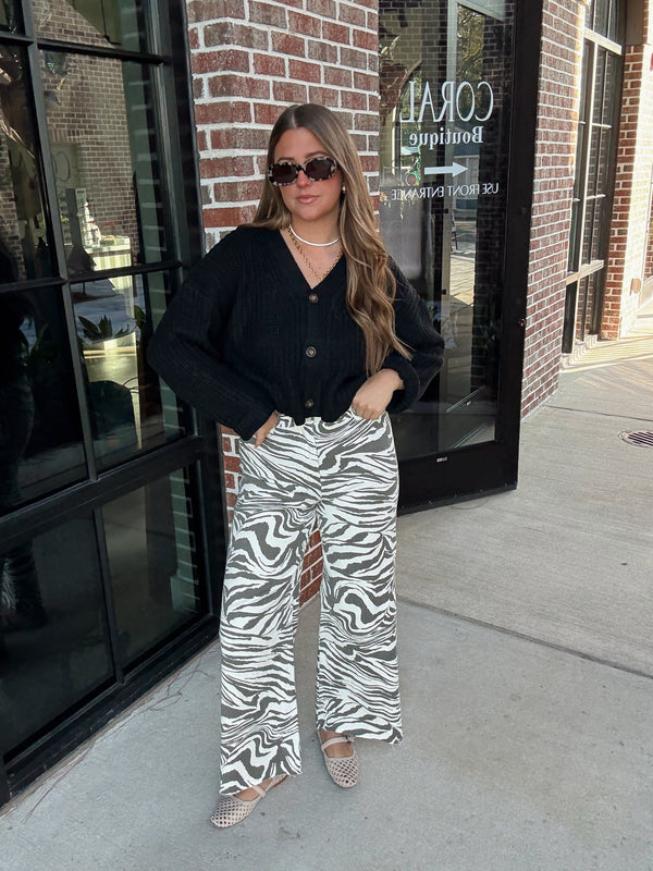 Zebra Print Straight Pant