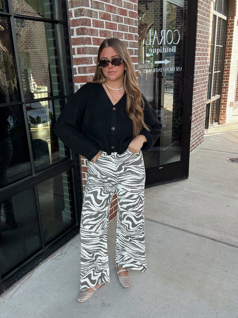 Zebra Print Straight Pant